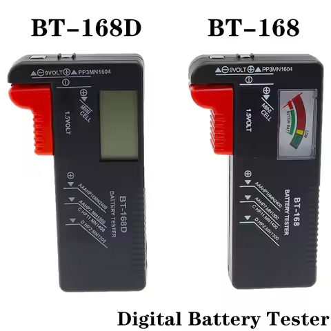 1Pcs BT-168 BT-168D Digital Battery Tester LCD Display AA/AAA/C/D/9V/1.5V Button Cell Battery Capaci