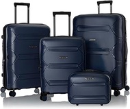 Milos Durable and lightweight luggage, made with Duraflex impact-resistant material, TSA Combination Lock, Dual Spinner Wheels, and Expandable, Navy, 4-Piece Set (Beauty Case/21/26/30), Luggage