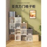 Storage Cabinet Low Cabinet Acrylic Freestanding with Door Dustproof Bookshelf Grid Cabinet Combinat