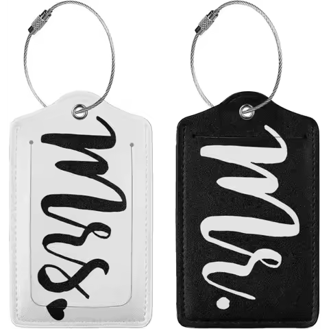 2 Pcs Mr and Mrs Luggage Tag for Suitcase Bride Groom Honeymoon Wedding Tags Travel Gifts for Couple