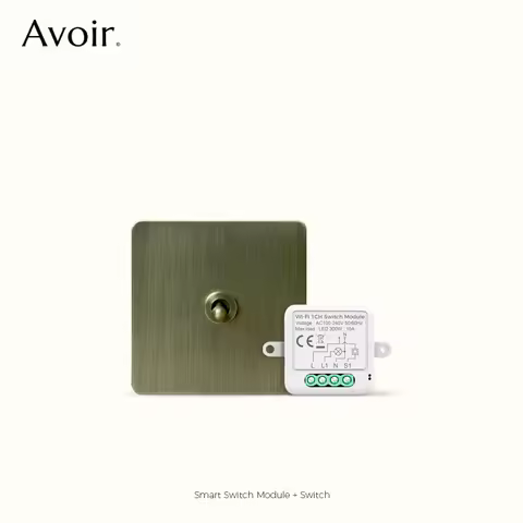 Avoir Wifi Wireless Switch Brushed Bronze Metal Panels 220V Push Button Tuya Smart Life Lever Switch