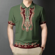 Filipiniana Modern Polo for Men Comfortable Zipper Polo for Men Retro Ethnic Print Mens POLO Shirt