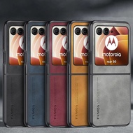 For Motorola Razr 50 / Razr 50 Ultra Shockproof PU Vintage Leather Hybrid Bumper Case Cover
