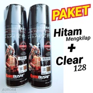 Paket Cat Pilox Samurai Black 109 Hitam Mengkilap dan Clear 128 Super Gloss Anti Gores Samurei Samur