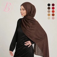 BERRLY Selendang Plain Cotton Voile Hijab Large Long Pashmina Shawl Muslim Comfortable Soft Tudung