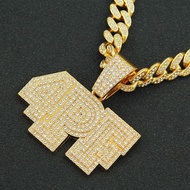 Hip Hop Necklace 4PF Letter Hip Hop Pendant High Quality Full Diamond Cuban Chain Necklace