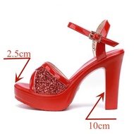 Size Small 32-43 White Red Bg Wedding Shoes Woman Block High Heels 2024 Summer Women's Platform