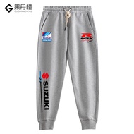 Suzuki motorcycle pattern printed sports Car modification enthusiasts  pants for men's casual loose 