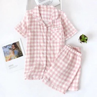 2026  new pajama Japanese simple short pyjamas women 100% cotton short sleeves Womens pajama sets sh