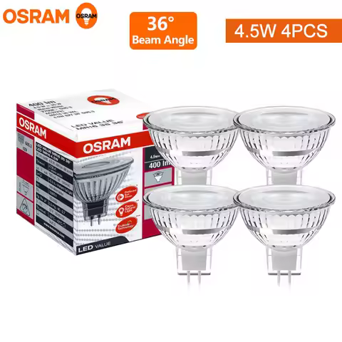 4Pcs For OSRAM LED Value MR16 4.5W 12V GU5.3 Base 36 Degree 2700K Warm White Low-voltage LED Reflect