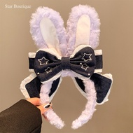 Disney Shanghai CowGirl Bowtie Rabbit Ear Plush Hairband Womens Water-Face Headband Fashionable Hair