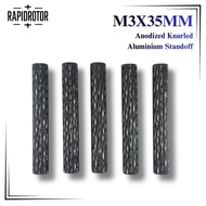 M3x35mm Anodized Knurled Aluminum M3x35 Standoff - Black