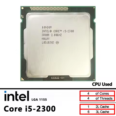 Intel Core i5-2300 Used i5 2300 2.8 GHz Quad-Core CPU 6M 95W LGA 1155