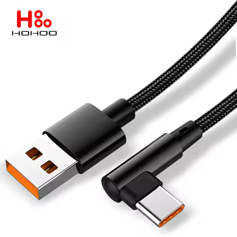 90 Degree Elbow Weave USB to Type C Fast Charging Cable For Xiaomi Redmi Huawei mate Realme OPPO Pla