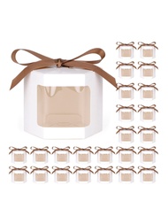 10入組/包帶展示窗和蓋子六角形紙盒，適合送禮、工藝品、蛋糕、糖果、婚禮派對生日禮盒