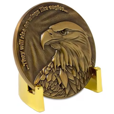 CHRISTIAN EAGLE ANTIQUE GOLD PLATED CHALLENGE COIN - ISAIAH 40:31