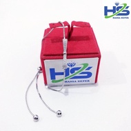 Gelang Perak Asli Silver 925 Lapis Emas Putih Italy Serut Panjang Dan Pita - Gelang Perak Anti Karat