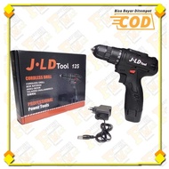 JLD Bor baterai 12 Volt Bor Tangan J12S Bor Cordless 1 baterai Bonus