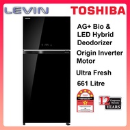 Toshiba 610L / 661L 2 Doors Inverter Fridge Glass Door Peti Sejuk Refrigerator