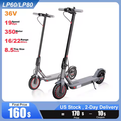 AOVOPRO LP80 Electric Scooter 36V 10.4Ah Big Battery 350W 15Miles Long Range 19Mph Foldable 8.5Inch