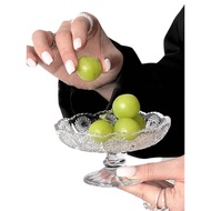 Crystal Glass Tall Fruit Plate Living Room Coffee Table Snack Plate Sunflower Tall Food Plate Europe