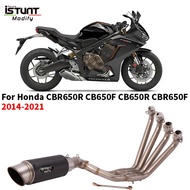 For Honda CB650F CB650R CBR650 CBR650F 2014-2022 Motorcycle Exhaust System Front Mid Link Pipe Escape Moto Carbon Fiber