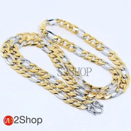 s2shop สร้อยคอสแตนเลสแท้ สร้อยคอพระ ลายโซ่ฝรั่งขัดเหลี่ยม ห้อยพระได้ 1 องค์ ความกว้าง 8 มม. 16 18 20