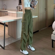 [Limited Time Offer] Military Green Crock Pants Women's Summer 2026 New High Waist Small Multi-Pocke