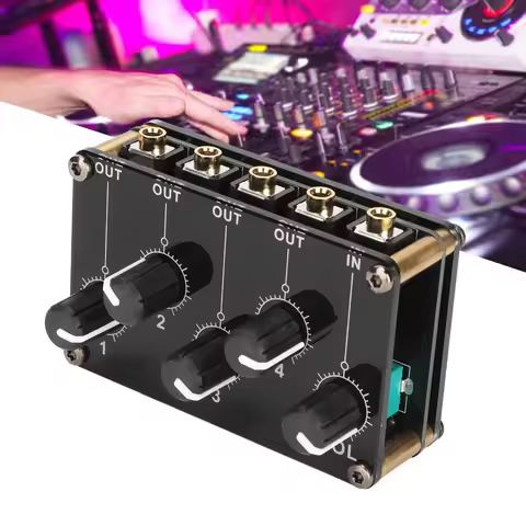 Professional Low Noise Mini Stereo Mixer 1 In 4 Out Volume Controls 4 Channel Line Mixer 4 Channel P