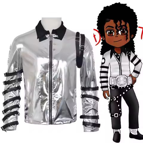 Impersonator Michael Jackson Costumes Jacket BAD tour Silver Bodysuit Jacket Outerwear for Collectio