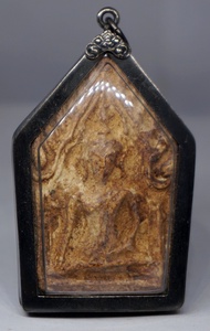 Elegant Thai Amulet Pendant with Large Buddha Image in Wood Frame - New