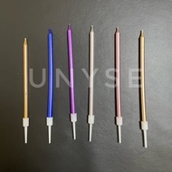 SG Seller Individual Pencil Metallic Sticks Happy Birthday Cake Candles Cake Party Celebration Toppe