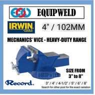 IRWIN RECORD 4" / 102MM MECHANIC VICES (HEAVY DUTY) MODEL NO 3 REPLACEABLE HARDENED STEEL JAWS BENCH