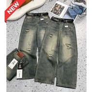 ELWYN women's jeans, trendy personality ripped jeans, loose fit, size S M L 002