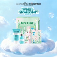 Cosmoderm x SimplyHeal Poreless & Acne-Clear Bundle Set, Cleanser & Serum & Acne Patch, Pore-Refinin