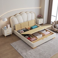 {SG Sales} Hdb Storage Bed Solid Wooden Drawers Bed Frame Single/Queen/King Bed Soft Bag Cat Scratch Leather Soft Bed 1.8 M Double Bed Girl Bed 1.5 Storage Bed Petal Bed