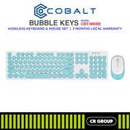 Cobalt Bubble Keys Wireless Keyboard and Mouse Set 104 Keys with 1 USB Dongle