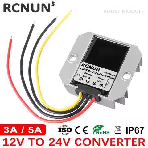 RCNUN 12V to 24V 3A 5A Step-up DC DC Converter 12 Volt to 24 Volt 120W Boost Voltage Regulator CE Ro