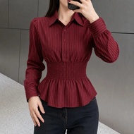 KEMEJA ZERAX - ZER OFFICE SHIRT STRIPE LONGSLEEVE | BADDIE STRIPE TOP | Shirt FORMALWanita