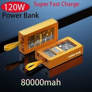 120W 80000mAh ultra-large capacity transparent mecha digital display fast charging power bank for Hu