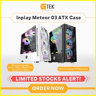 ✤ ۞ ▼ Inplay Meteor 03 Tempered Glass Side Panel ATX Case Black / White
