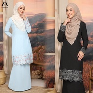 Saharah Kurung klasik moden baju kurung Sulam lace labuh baju kurung moden terbaru 2024