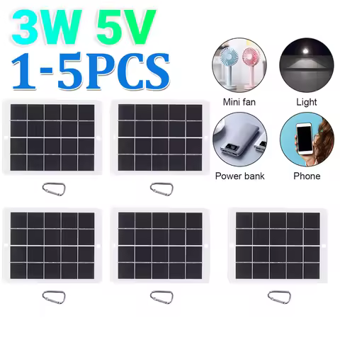 1-5pcs 3W 5V Polysilicon Panel Solar Charger for Mobile Devices Travel DIY Solar Charger Generator U
