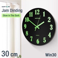 TaffHOME Round Quartz Luminous Glow in The Dark Wall Clock 30cm - Win30 Original 99 Square