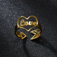 BONLAVIE【Name Custom Ring】 Personalized Custom Stainless Steel Name Custom Ring Creative DIY English