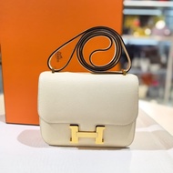 全新HERMES MINI CONSTANCE, NATA GHW, EPSOM, 奶油白金扣, #C19 #康康包 #愛馬仕 #BRAND NEW #香榭站正品