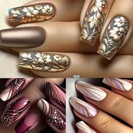 72pcs 3pack Square Medium Length Matte Floral Design