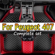 เสื่อปูพื้นรถยนต์สำหรับ Peugeot 407 2004 ~ 2010ส่วนภายในพรมปูพื้นพรมปูพื้นรถแผ่นป้องกันอุปกรณ์เสริมรถยนต์2005 2006 2007