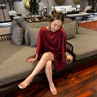 SLAY. - Monaco Silk Satin Dress - Burgundy