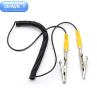 OHWK Anti-Static ESD Grounding Cable, 180cm / 71" 2mm Coiled Cord, Polyurethane Male-to-Female Black